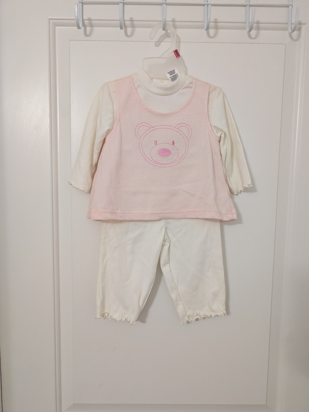 NWT Vintage Y2K Premier Baby Pink Teddy Bear 3pc Outfit 6-9M